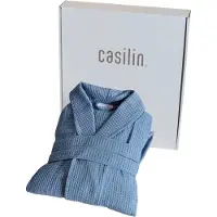 Casilin Kos Sauna Badjas Dames en Heren - Wafel 100% katoen - Maat L - Jeansblauw