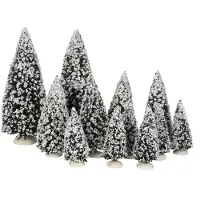 Luville Kerstdorp Miniatuur Evergreen Bomen - 12 Stuks