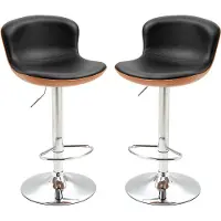 HOMCOM HOMdotCOM Barkruk met voetsteun, set van 2, zwart