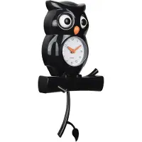 Karlsson Wandklok Owl Pendulum zwart