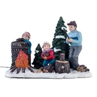 Intratuin Kerstdorpminiatuur Houthakker En Kampvuur Met LED Verlichting H 8 Cm