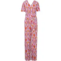 Comma Jumpsuit sering / mandarijn / pink / wit