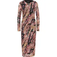 Comma Jurk cappuccino / watermeloen rood / zwart / wit