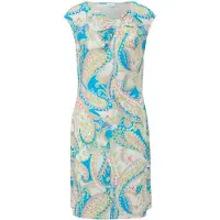s.Oliver Jurk ecru / donkerbeige / blauw / mandarijn