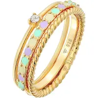 Elli Ring lichtgeel / goud / mintgroen / lavendel