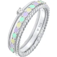 Elli Ring turquoise / lichtgeel / sering / zilver