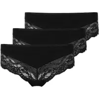 Snocks Hipsterslip met Kant - Biologisch Katoen - Ondergoed Dames - Dames Ondergoed - Dames Slips - Dames Onderbroeken - 3 Stuks