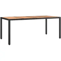 vidaXL Tuintafel met houten blad poly ratten en acaciahout zwart