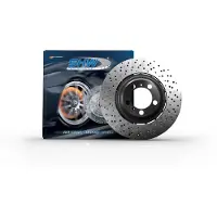 SHW 17-19 Audi RS3 2.5L Front Drilled-Dimpled Lightweight Brake Rotor (8V0615301R)