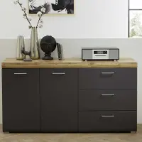 Emob Dressoir Enso 2 deuren & 3 lades - antraciet/eik