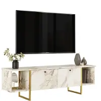 Skye Decor Locelso TV Stand | 160cm Breedte | 18mm Dikte | Wit Goud