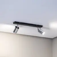 Helam Plafondlamp Tune II, zwart/chroom, metaal, 2-lamps, E27 II , zwart, Woon-/ Eetkamer, metaal, Modern