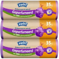 Swirl 3x Pedaalemmerzakken Geparfumeerd Vanille & Lavendel met Trekband 35 liter 9 stuks
