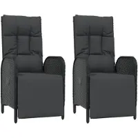 vidaXL Tuinstoelen 2 st verstelbaar met kussens poly rattan zwart