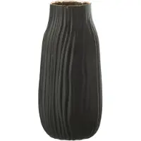 J-Line Vaas inkepingen glas zwart/goud medium