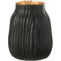 J-Line Vaas inkepingen glas zwart/goud small