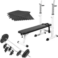 Gorilla Sports Complete set Halterbank Wit Met 100 kg Halterset Kunststof