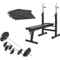 Gorilla Sports Complete set Halterbank Zwart Met 100 kg Halterset Kunststof