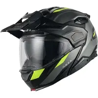 NEXX X.Lifecountry Terra, opklapbare helm ,Mat Zwart/Grijs/Neon-Geel ,M