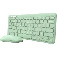 Trust Lyra, Draadloos, RF draadloos + Bluetooth, Schuifschakelaar, QWERTY-lay-out, Groen, Inclusief muis