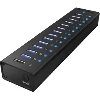 Icy Box actieve 13-poorts USB 3.0 hub in aluminium behuizing