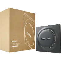 Fibaro Walli N USB Outlet | Dubbele USB aansluiting | Antraciet