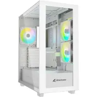 Sharkoon Rebel C60 RGB White Midi-tower PC-behuizing Wit 2 voorgeïnstalleerde ventilators, 1 voorgeïnstalleerde ventilator, Stoffilter, Zijvenster