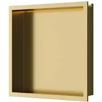 Luca Inbouwnis Sanitair 30x30x6,5cm RVS Geborsteld Goud PVD + LED verlichting