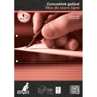 Kangaro cursusblok - A4 - lijn - 100 vel - 90 grams - 2-gaats - 4 stuks - schrijfblok - K-5401-4
