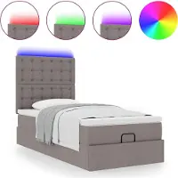 vidaXL Bed poef met matras en LED's 90x200 cm stof taupe