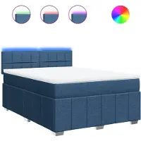 vidaXL Boxspring met matras stof blauw 160x200 cm