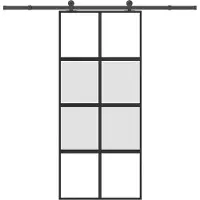 vidaXL Schuifdeur met beslag 90x205 cm gehard glas en aluminium