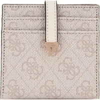 GUESS Kaarthoes Laurel SLG Tab Card Case Dove Logo Crème
