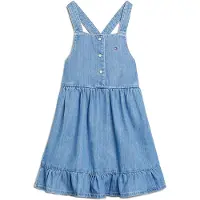 Tommy Hilfiger overgooier medium blue denim Jurk Blauw Meisjes Katoen Vierkante hals - maat 164