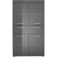 Ebuy24 Hoge kast Amanda | 73 x 31 x 130 cm | Melamine | Agave Grey