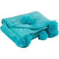 J-Line Plaid pompom polyester azure