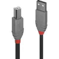Lindy 36688 USB-kabel 2 m USB 2.0 USB A USB B Zwart, Grijs