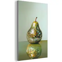 MuchoWow Aluminium schilderij 80x120 cm - Wanddecoratie metaal - Fruit - Disco - Art - Glitter - Metalen muurdecoratie woonkamer - Decoratie industrieel - Foto op dibond - Industriële accessoires slaapkamer