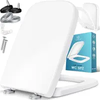 Kesser WC bril met Soft Close Deksel - Toiletbril met Duroplast en Quick-Release-functie - Wit / Vierkant