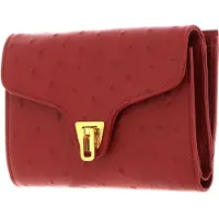 Coccinelle Leren Portemonnee Beat Ostrich Wallet Acero Donkerrood