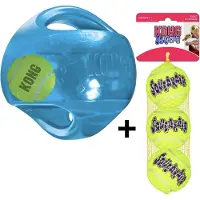 Kong jumbler ball assorti en tennisballen M/l 14 cm + m 6,5 cm 3 st
