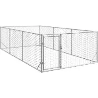 vidaXL Hondenhok voor buiten met deur 2x4x1 m gegalvaniseerd staal