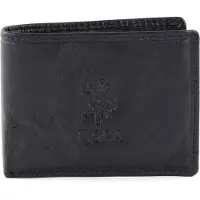U.S. POLO ASSN. Leren Portemonnee Horizontal Wallet with Coin and Flap Blue Blauw