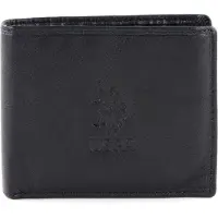 U.S. POLO ASSN. Leren Portemonnee Horizontal Wallet with Coin and Flap Blue Blauw