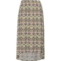 Studio Untold - Dames - Midirok A-lijn grafische print elastische tailleband - Palmboomgroen - Maat 46+