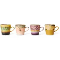 HK Living 70's keramiek Americano mok 4-pack 26 cl Radiant
