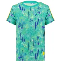 4PRESIDENT T-shirt met all over print turquoise Blauw Jongens Stretchkatoen Ronde hals - maat 92