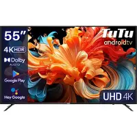 Tutu Android Smart TV - LED UHD 4K - 55 inch/140 cm - Frameless Design - Tripple Tuner DVB-T/T2/S/S2/C - HDMI x3, USB x2, CI+ - Voice Controle & Streaming apps - Geassembleerd in Eindhoven - TUS55UD1A
