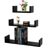 Mazazu MIRA Home - Wandplank - Boekenplank - Muurplank - Fotoplank - Muurdecoratie - Set van 3 - Zwart - 60/45/30x15x10cm
