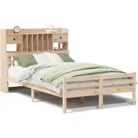 vidaXL Bed met boekenkast zonder matras massief grenenhout 135x190 cm